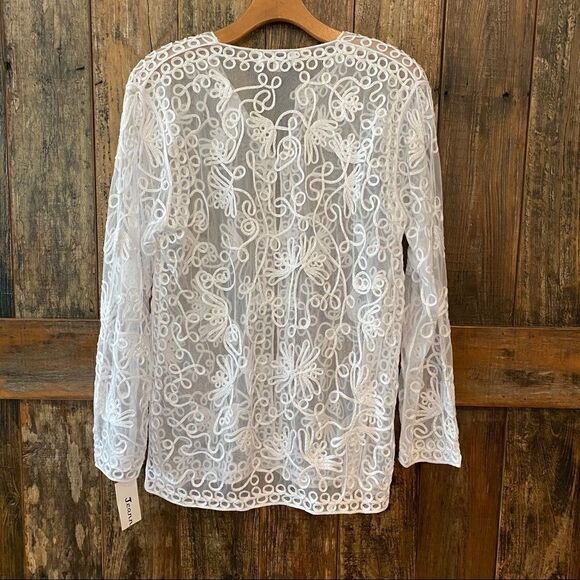 Jeannie S NWT Sheer White Lace Long Sleeve Swim Vacation Resort Cover-up - Picture 3 of 10